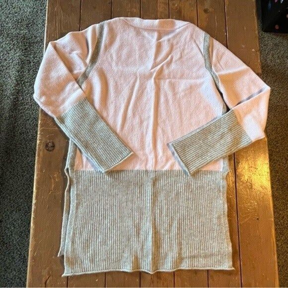 3VERY 2-TONE BOAT NECK W. SIDE SLITS Cashmere Sweater - Picture 5 of 6